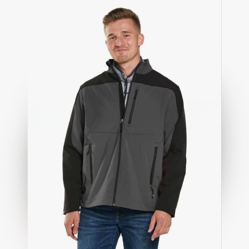🍑NWT Gray & Black Guardian Velvet Lined Waterproof Softshell Jacket Men's Large